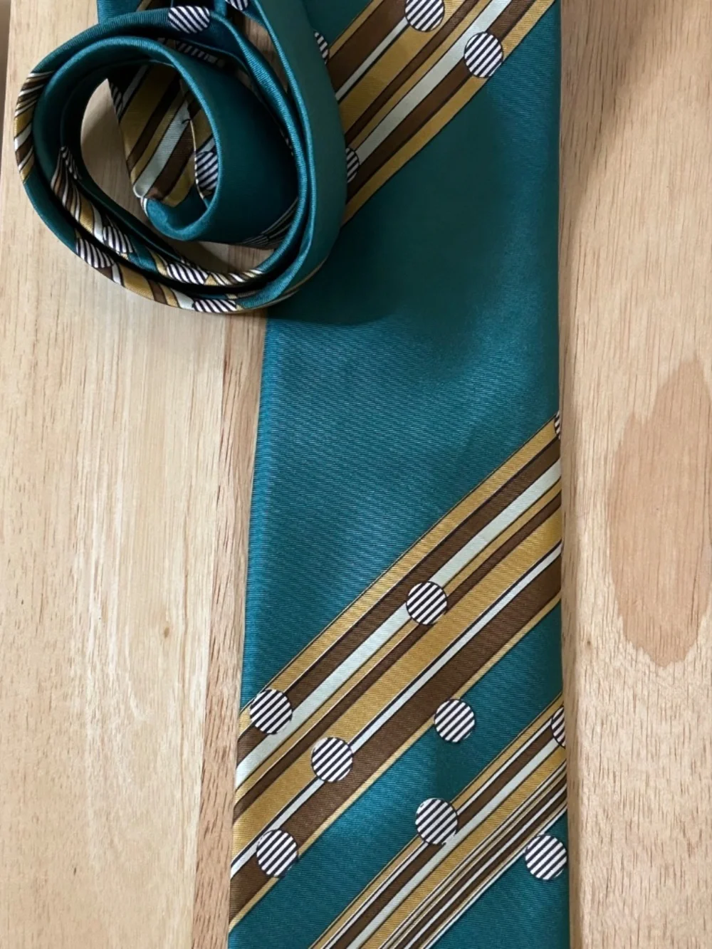 RETRO Strawbridge & Clothier Woven 100% Silk Tie Striped Teal - Mad Men vibes